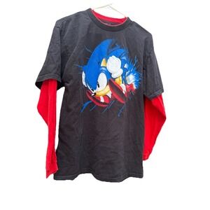 Vintage Y2K Sonic the Hedgehog Sega Video Game Black Graphic T-Shirt Youth XL